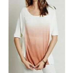 We The Free White and Pink Ombre Short Sleeve Top